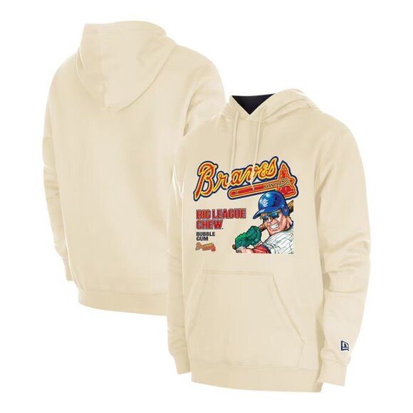 New Era Atlanta Braves X Big League Chew Pullover Hoodie Sweater Cream Medium